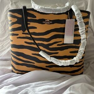 Coach Black and Tan Tiger Stripe Tote